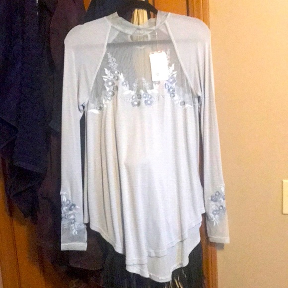 Free People Sweaters - Free people floral mesh long sleeve tunic